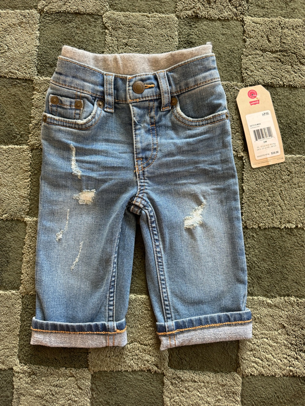 Levi's Light Blue Distressed Rolled Cuff Kids Jeans